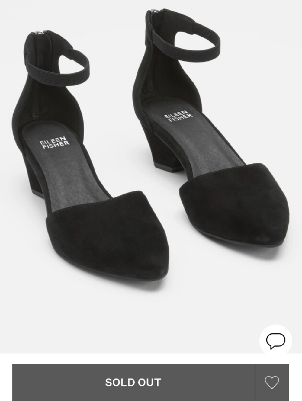 Eileen Fisher Black Just Suede Ankle Strap Pump Size 6 NWT